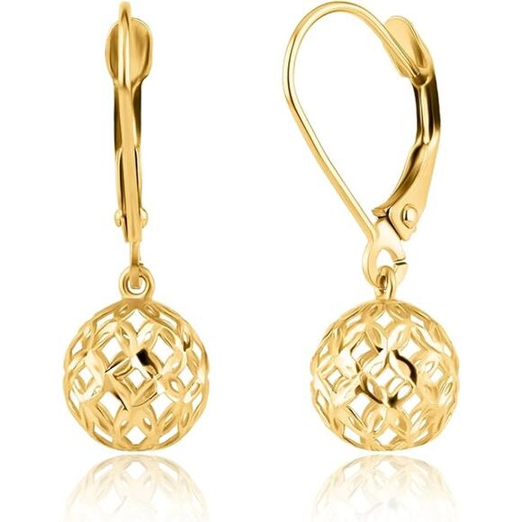 Gold Earrings for Women Gold Dangle Earrings with Secure Lever back Drop Earring - Picture 1 of 3